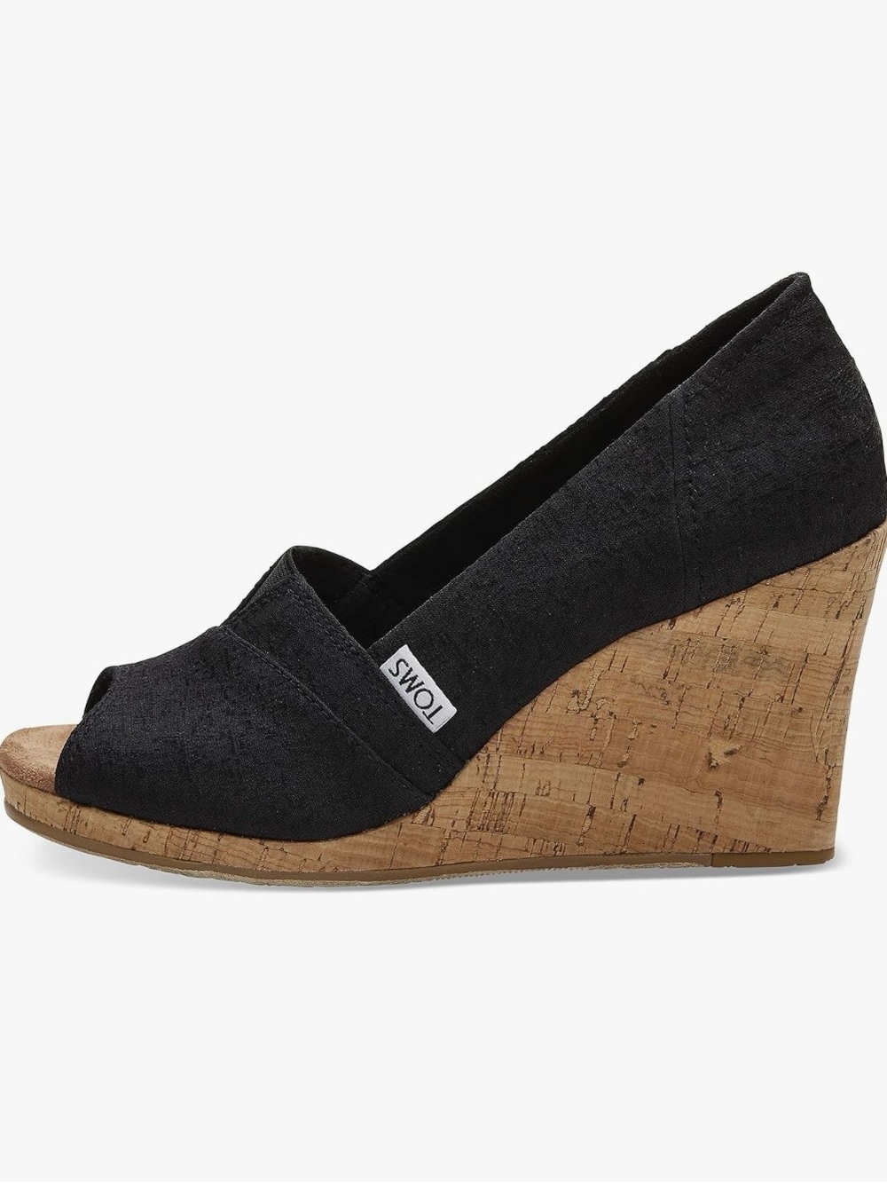 Toms Classic Wedge in Black Scattered Woven NWT Size 9.5 Career Cruise Party